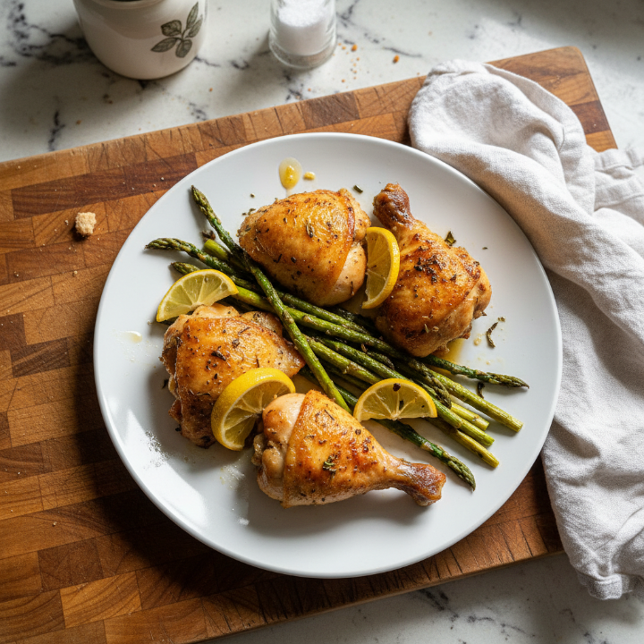 One-Pan Lemon Herb Roasted Chicken and Asparagus