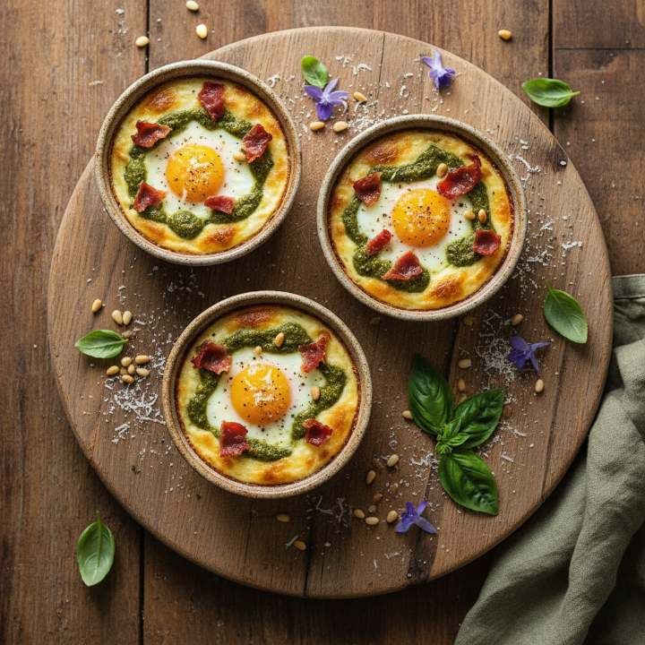 Pesto & Prosciutto Baked Egg Cups