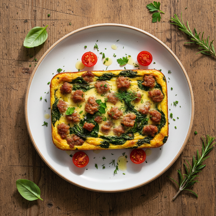 Sausage & Spinach Egg Bake