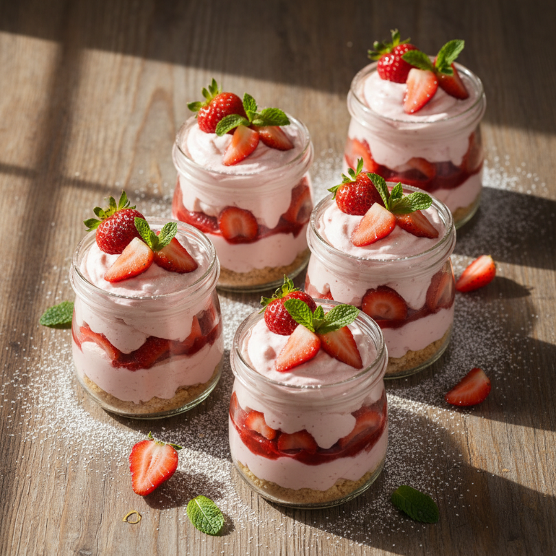 Creamy Strawberry Cheesecake Jars