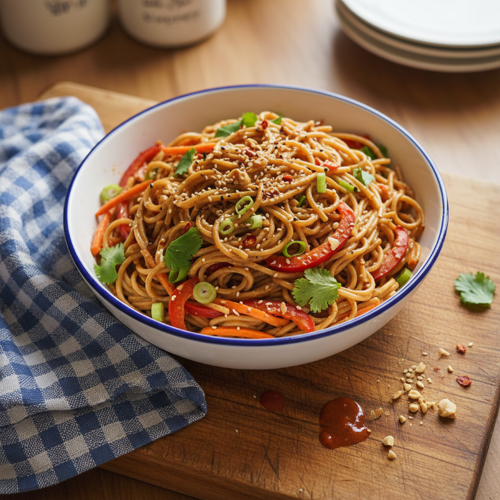 Spicy Peanut Soba Noodle Salad