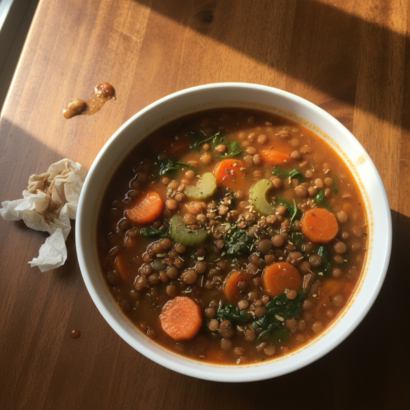 Mediterranean Lentil and Spinach Soup