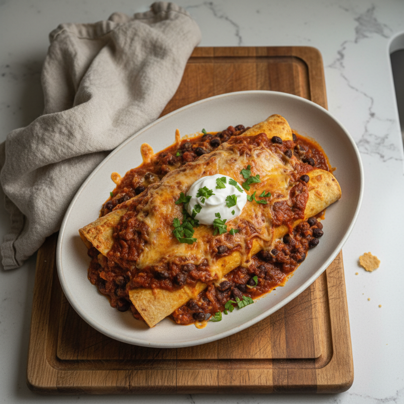 Sweet Potato and Black Bean Freezer Enchiladas