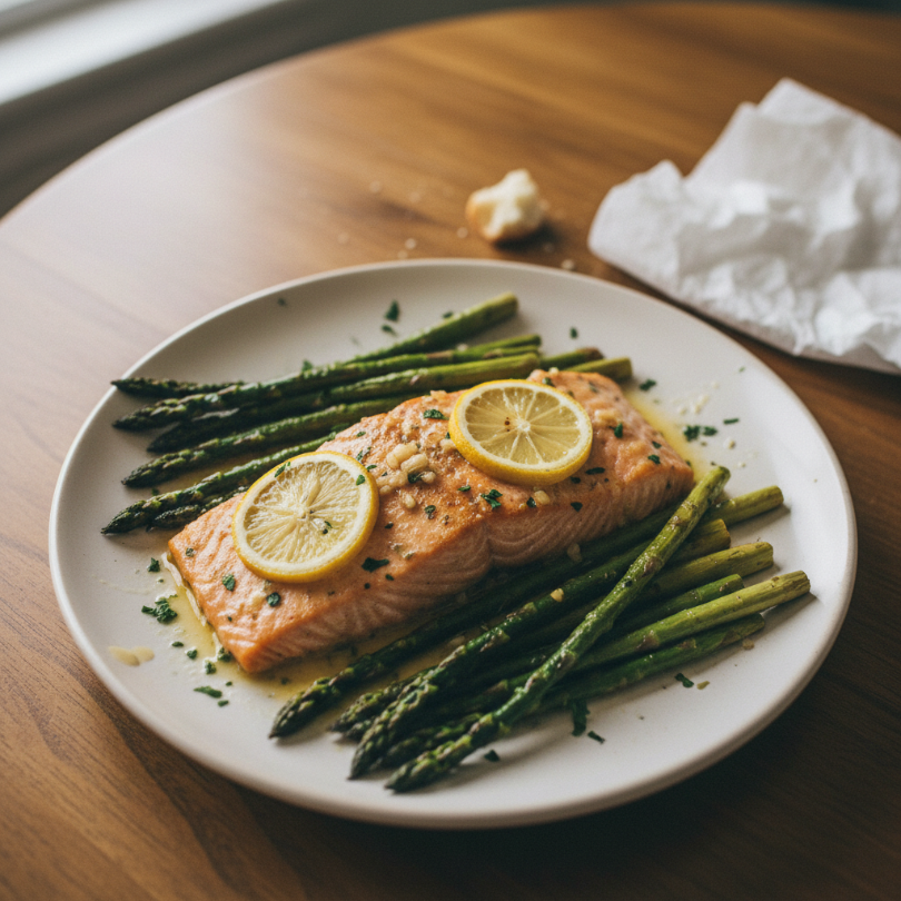 Garlic Butter Lemon Baked Salmon & Asparagus