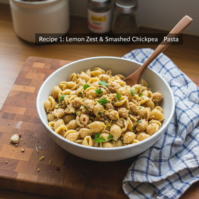 Lemon Zest & Smashed Chickpea Pasta