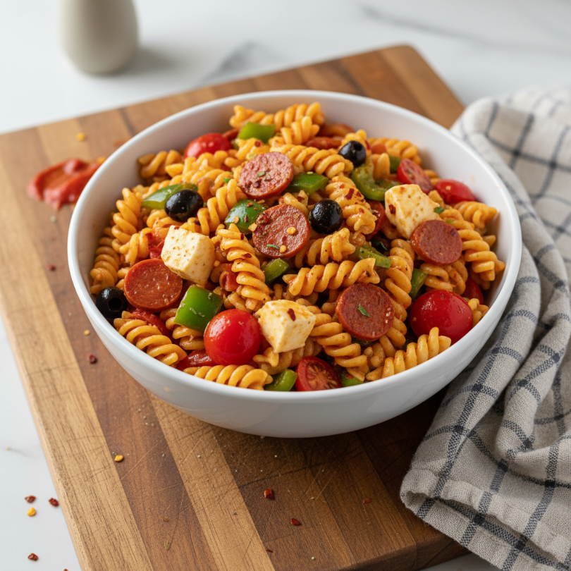 Zesty Pepperoni Pizza Pasta Salad