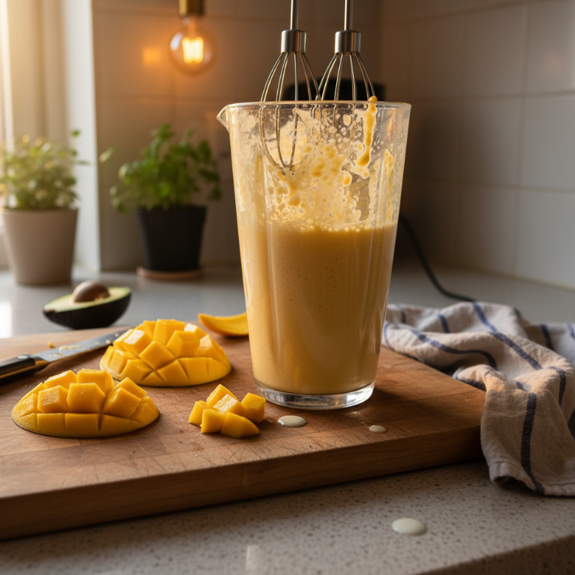 The Best 5-Minute Creamy Mango Smoothie preparation