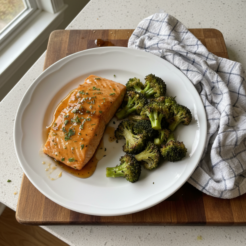 Honey Garlic Glazed Salmon & Broccoli