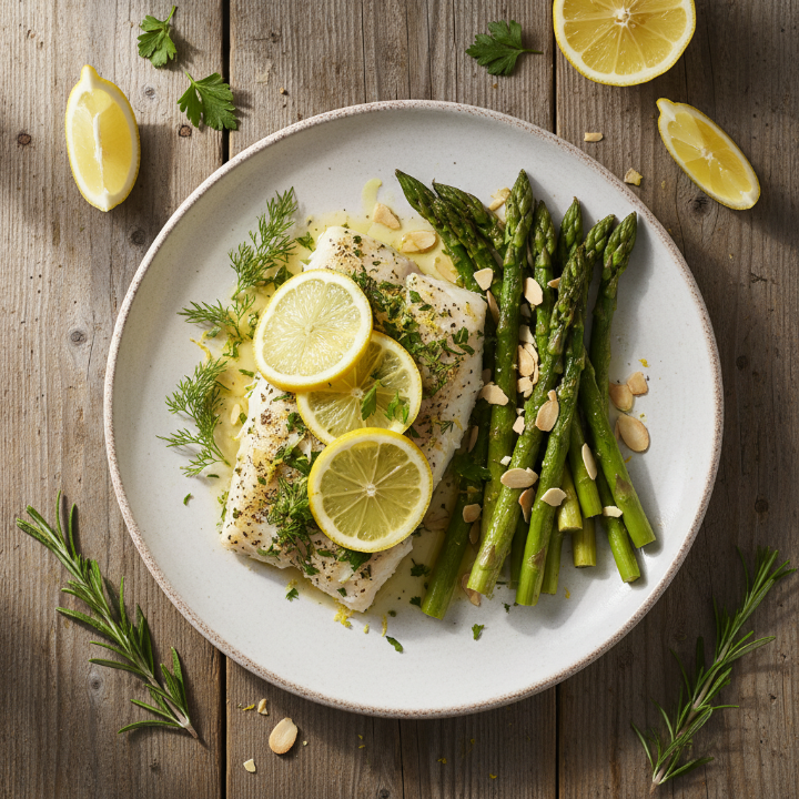 Lemon Herb Baked Cod with Asparagus