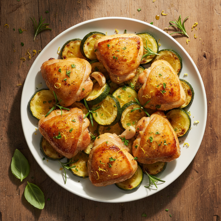 Lemon Garlic Chicken Thighs with Roasted Zucchini