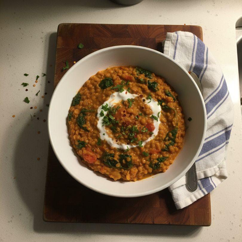 Slow Cooker Red Lentil & Spinach Dal