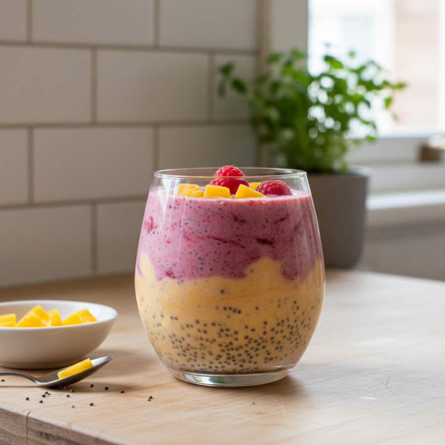 Raspberry-Mango Chia Seed Smoothie