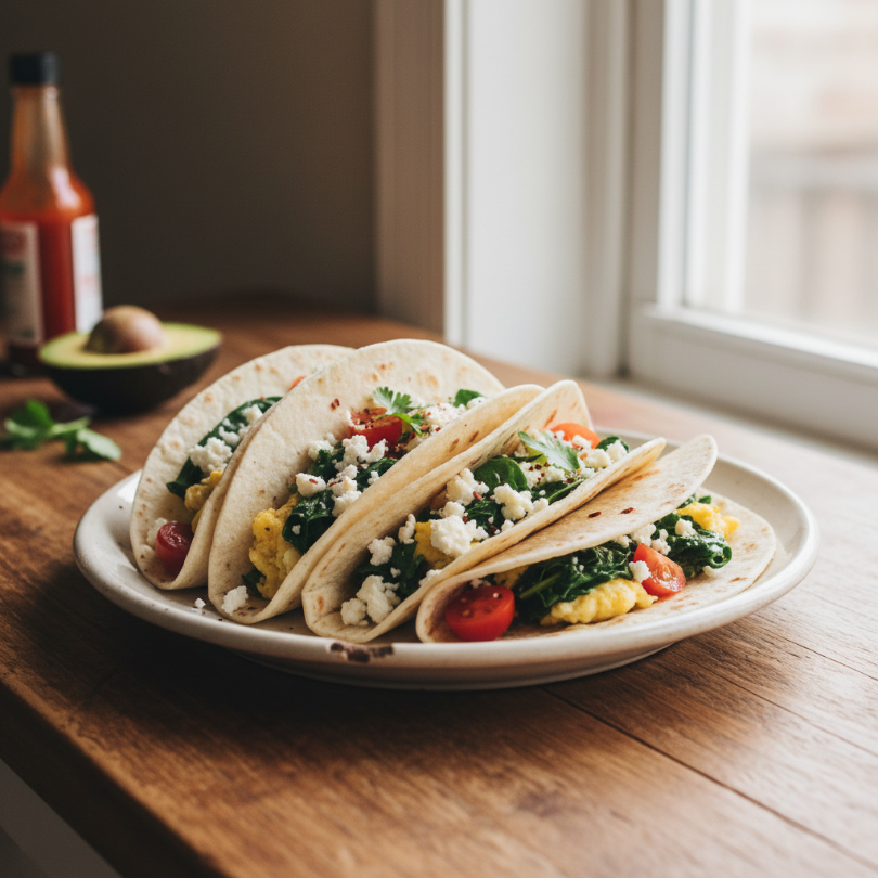 Feta, Egg & Spinach Breakfast Taco
