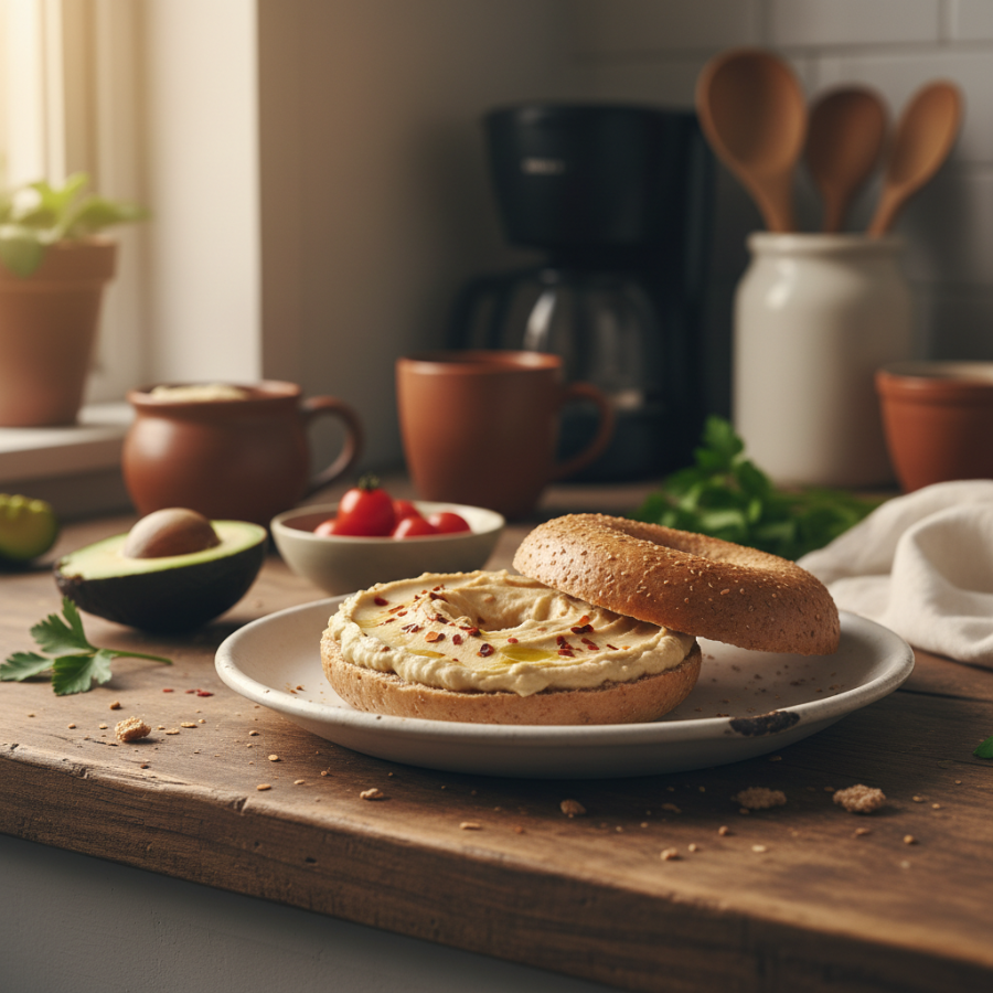 Whole Wheat Bagel with Hummus