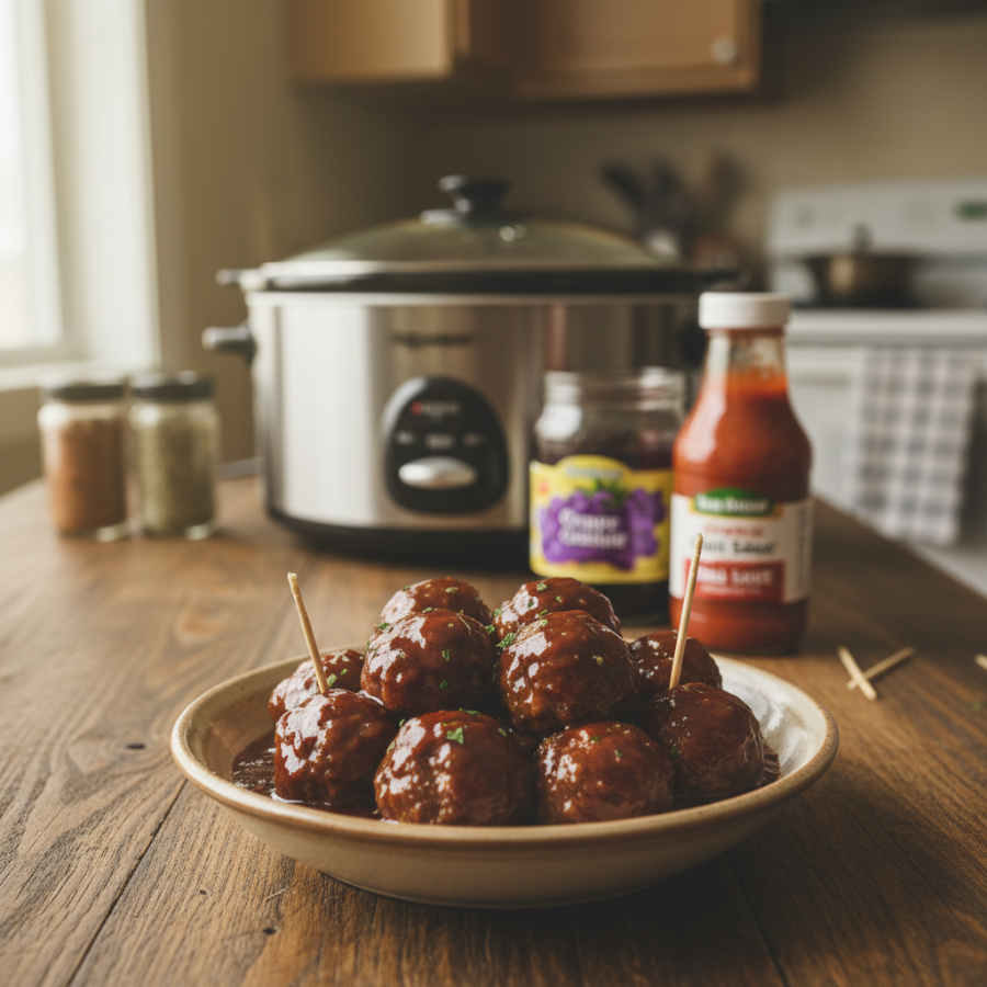 Crockpot Grape Jelly Meatballs