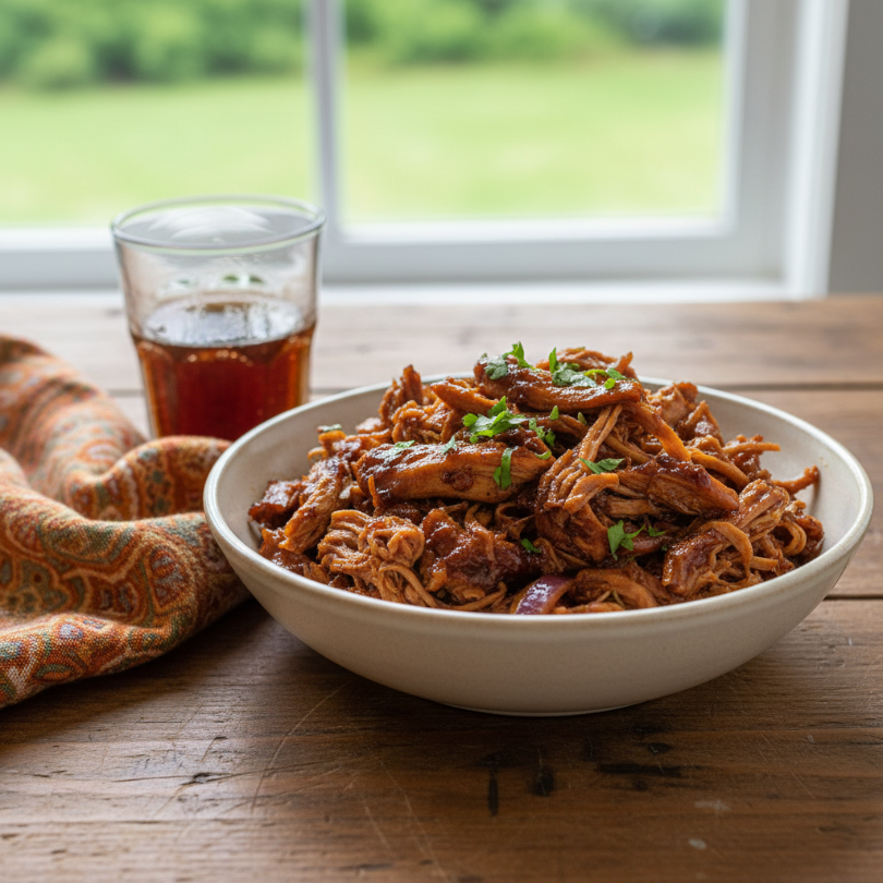 Slow Cooker Root Beer Pulled Chicken